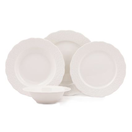 24 daļu porcelāna servīze, balta