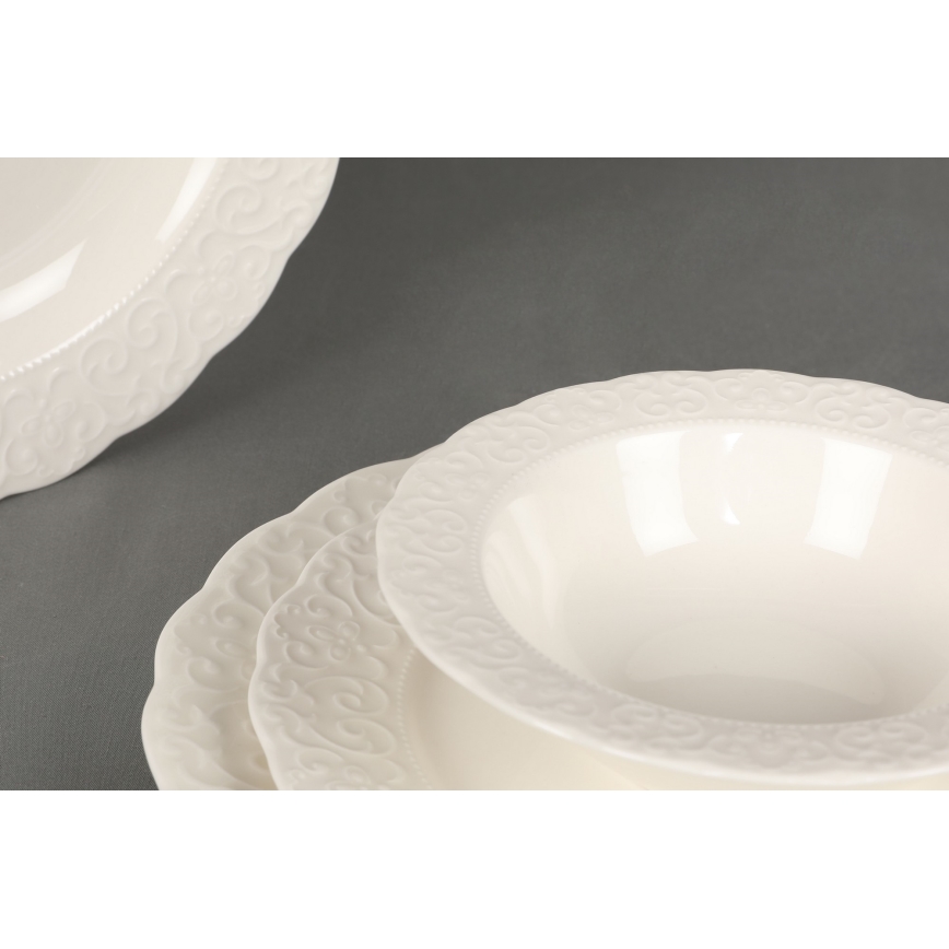 24 daļu porcelāna servīze, balta