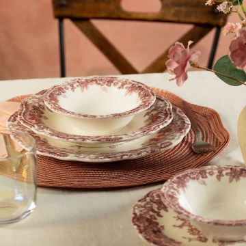 24 daļu porcelāna servīze, balta/rozā