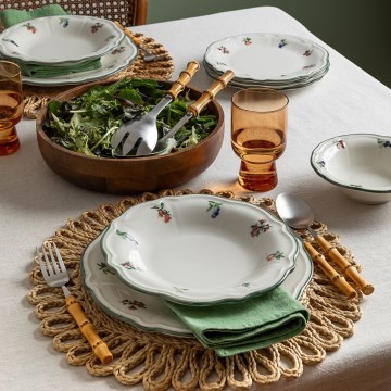 24 daļu porcelāna servīze, balta/zaļa