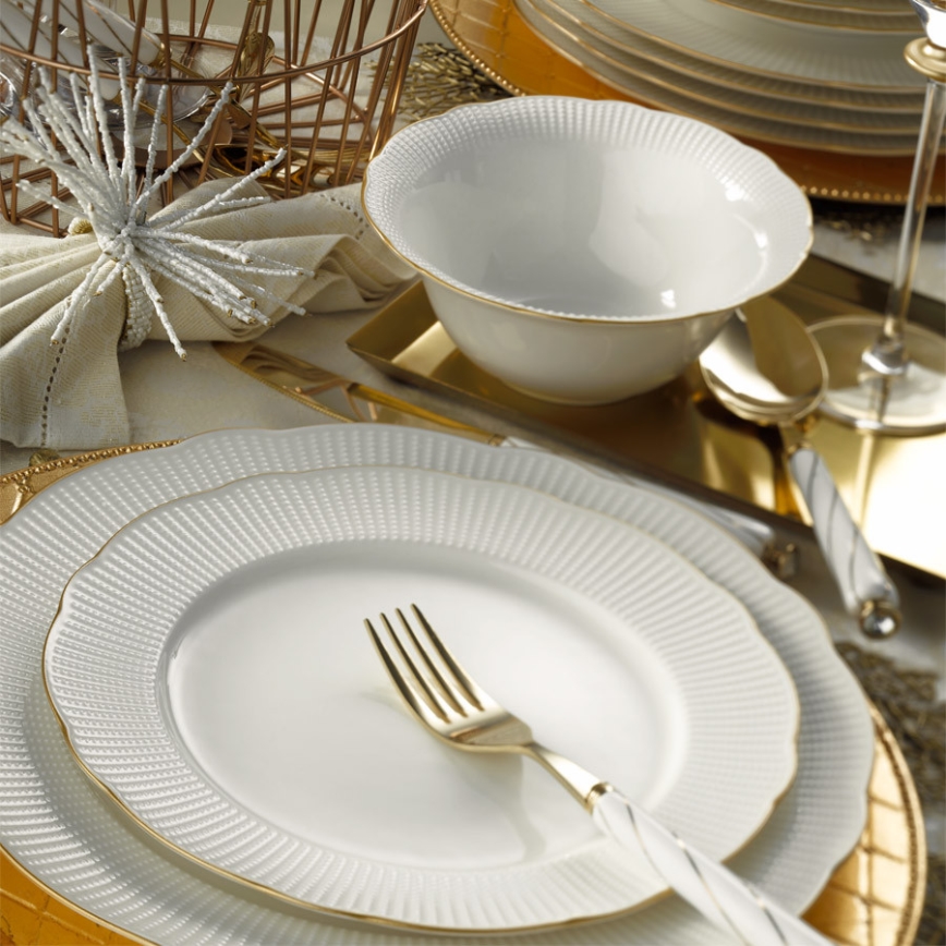 24 daļu porcelāna servīze, balta/zelta