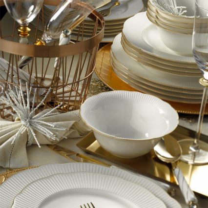 24 daļu porcelāna servīze, balta/zelta