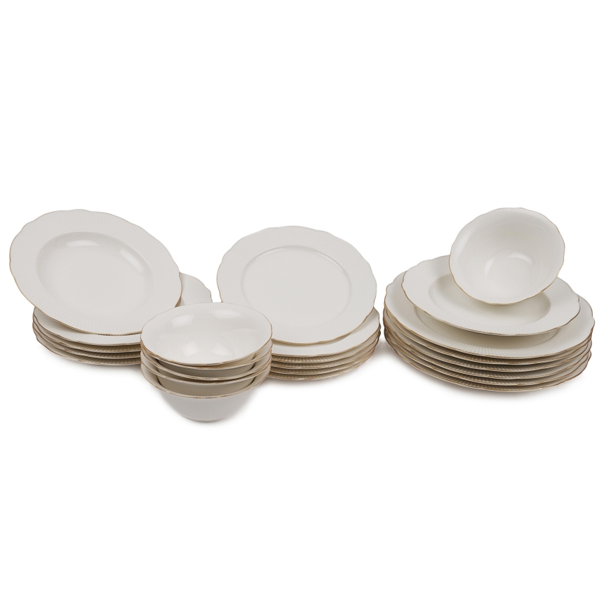 24 daļu porcelāna servīze, balta/zelta