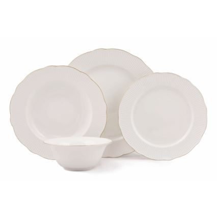 24 daļu porcelāna servīze, balta/zelta