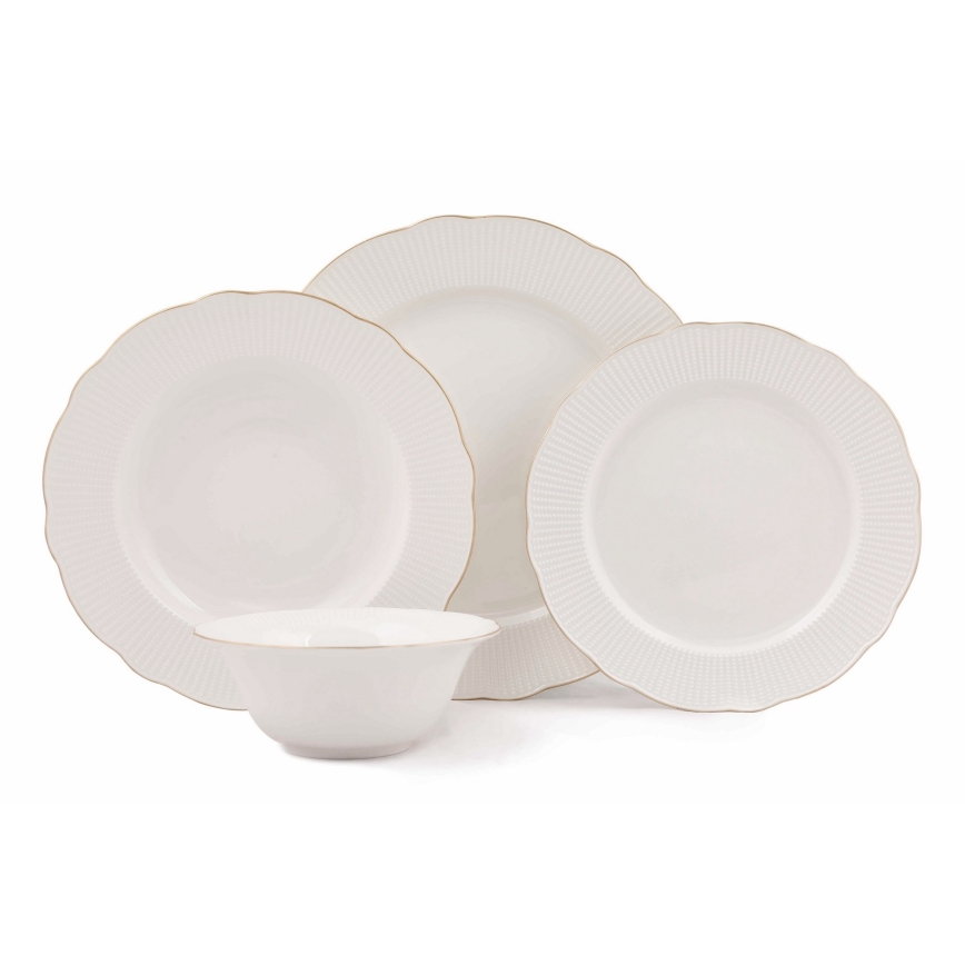 24 daļu porcelāna servīze, balta/zelta