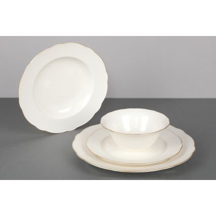 24 daļu porcelāna servīze, balta/zelta