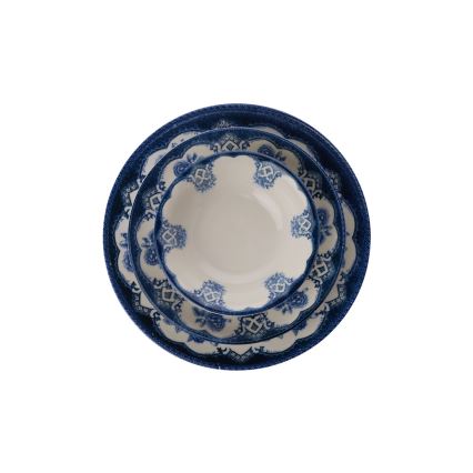 24 daļu porcelāna servīze zila/balta