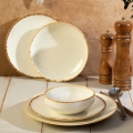 24 daļu porcelāna servīze — balta/bēša