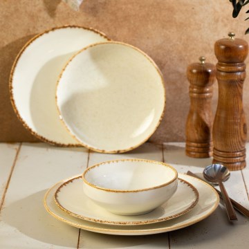 24 daļu porcelāna servīze — balta/bēša