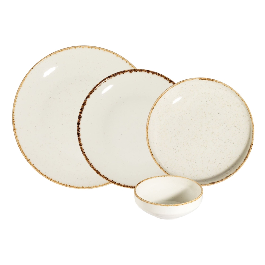 24 daļu porcelāna servīze — balta/bēša