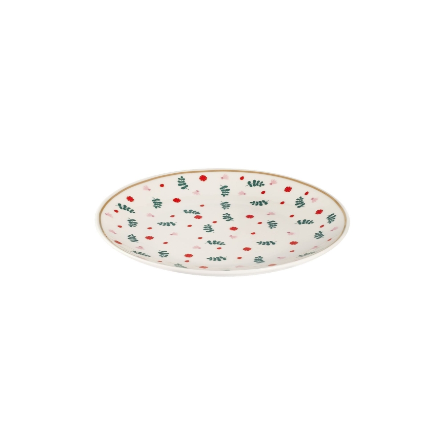 24 daļu porcelāna servīze — balta/sarkana/zaļa