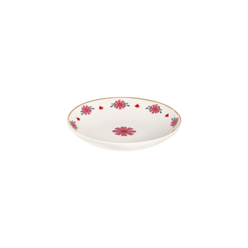 24 daļu porcelāna servīze — balta/sarkana/zaļa