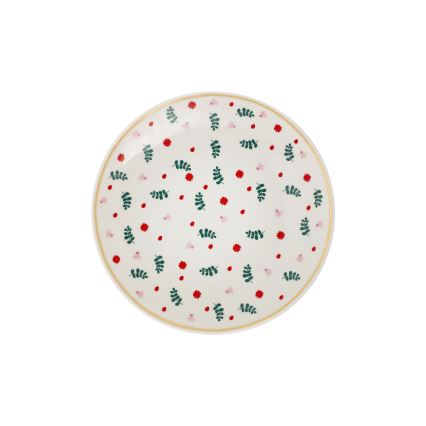 24 daļu porcelāna servīze — balta/sarkana/zaļa
