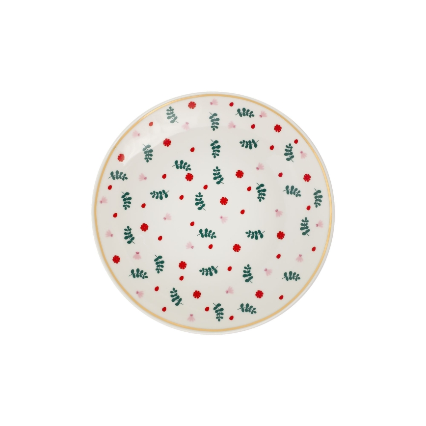 24 daļu porcelāna servīze — balta/sarkana/zaļa
