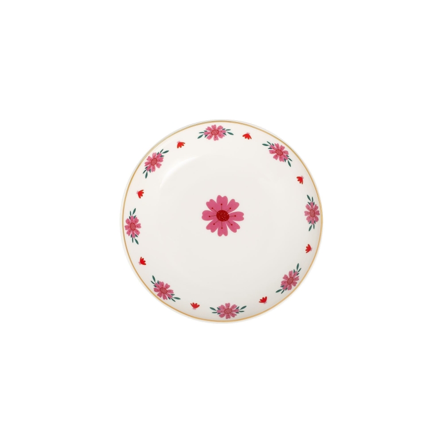 24 daļu porcelāna servīze — balta/sarkana/zaļa