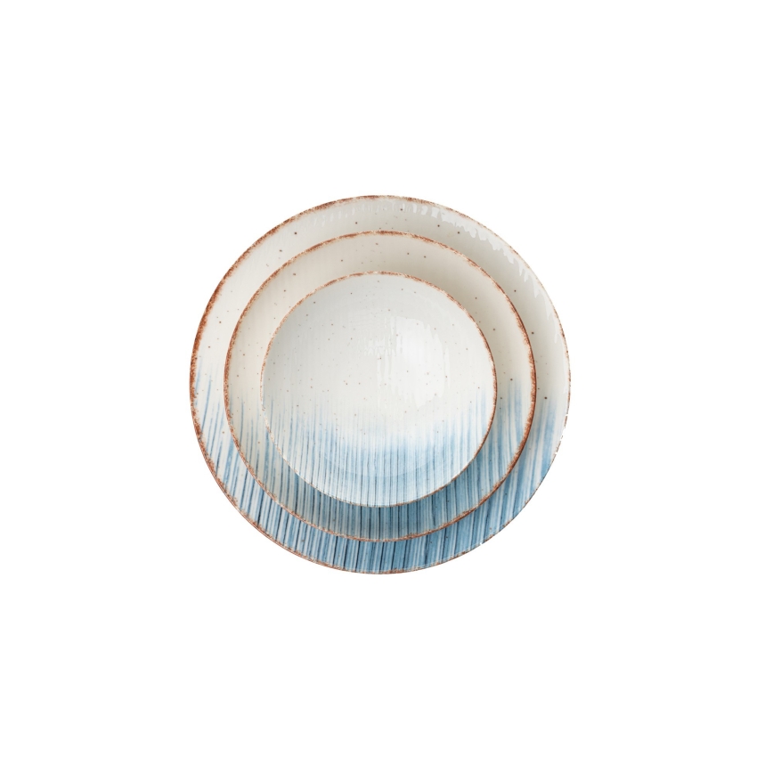 24 daļu porcelāna servīze — baltā vai zilā krāsā