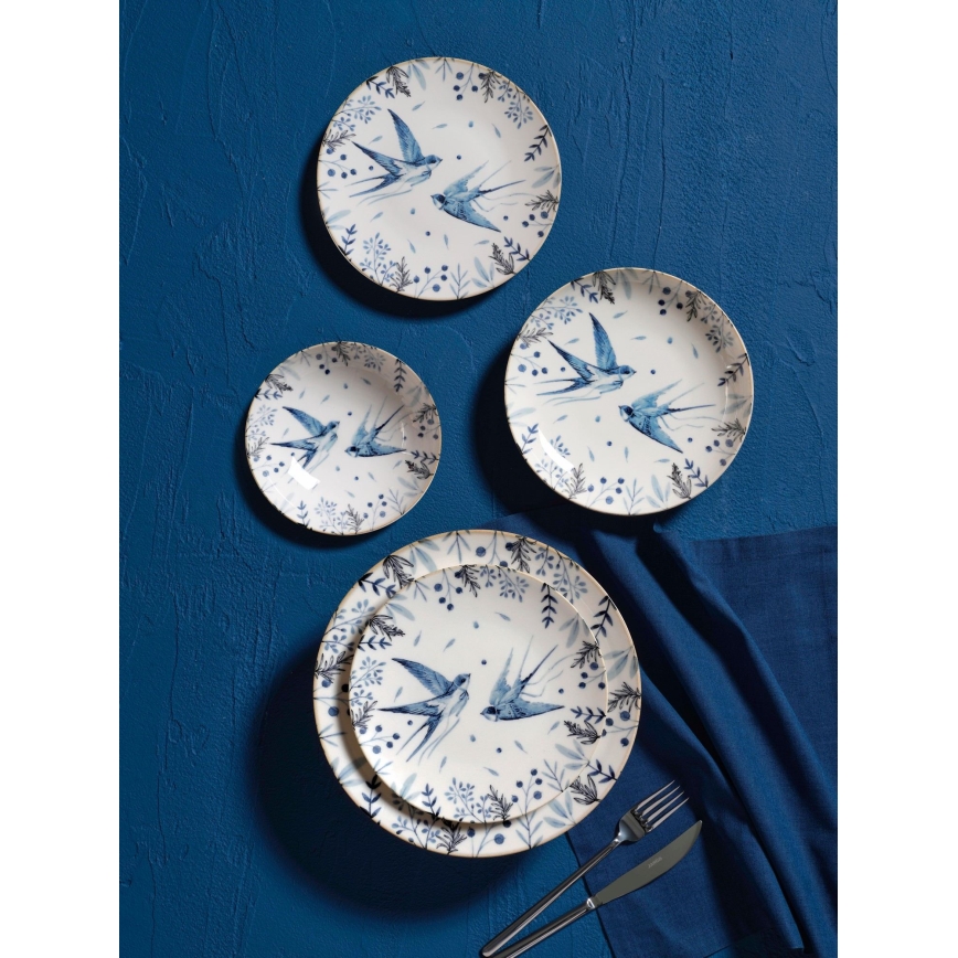 24 daļu porcelāna servīzes komplekts, balta/zila