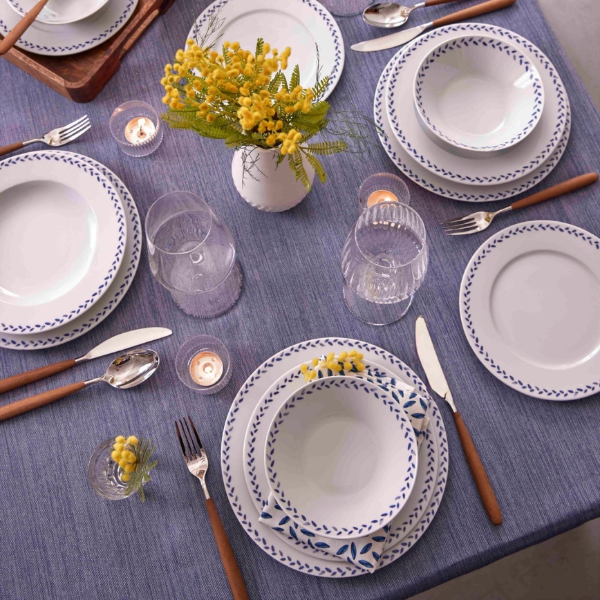 24 daļu porcelāna vakariņu servīze, balta/zila