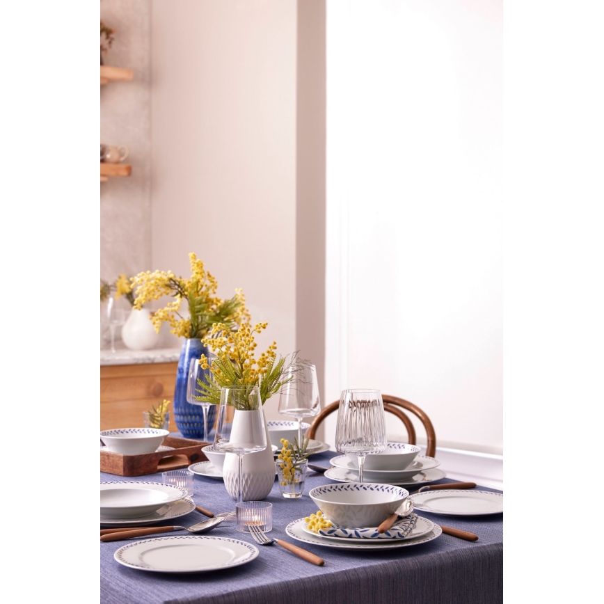 24 daļu porcelāna vakariņu servīze, balta/zila