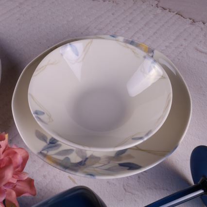 24 daļu porcelāna vakariņu servīze — balta/zila