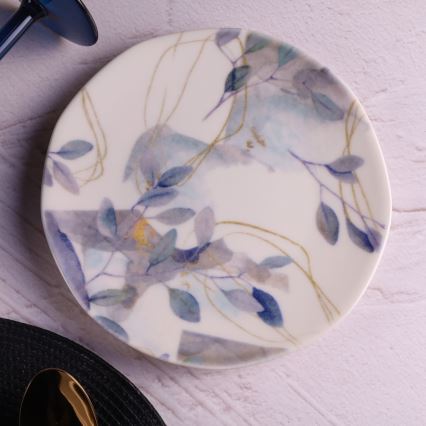 24 daļu porcelāna vakariņu servīze — balta/zila