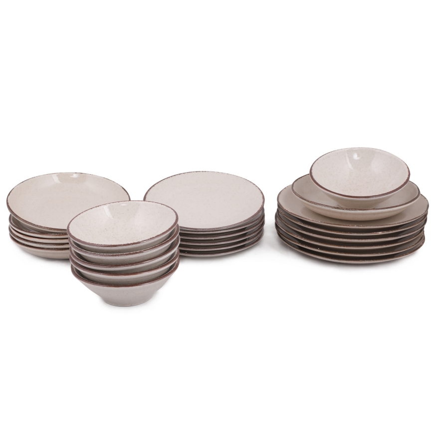 24 daļu trauku komplekts, bēšs/porcelāns