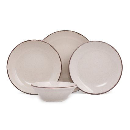 24 daļu trauku komplekts, bēšs/porcelāns