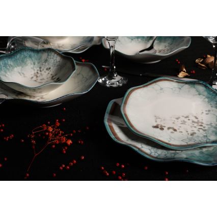 24 daļu trauku komplekts, zils/porcelāns
