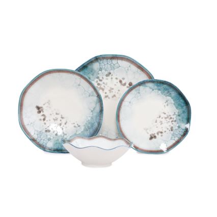24 daļu trauku komplekts, zils/porcelāns
