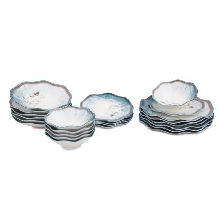 24 daļu trauku komplekts, zils/porcelāns