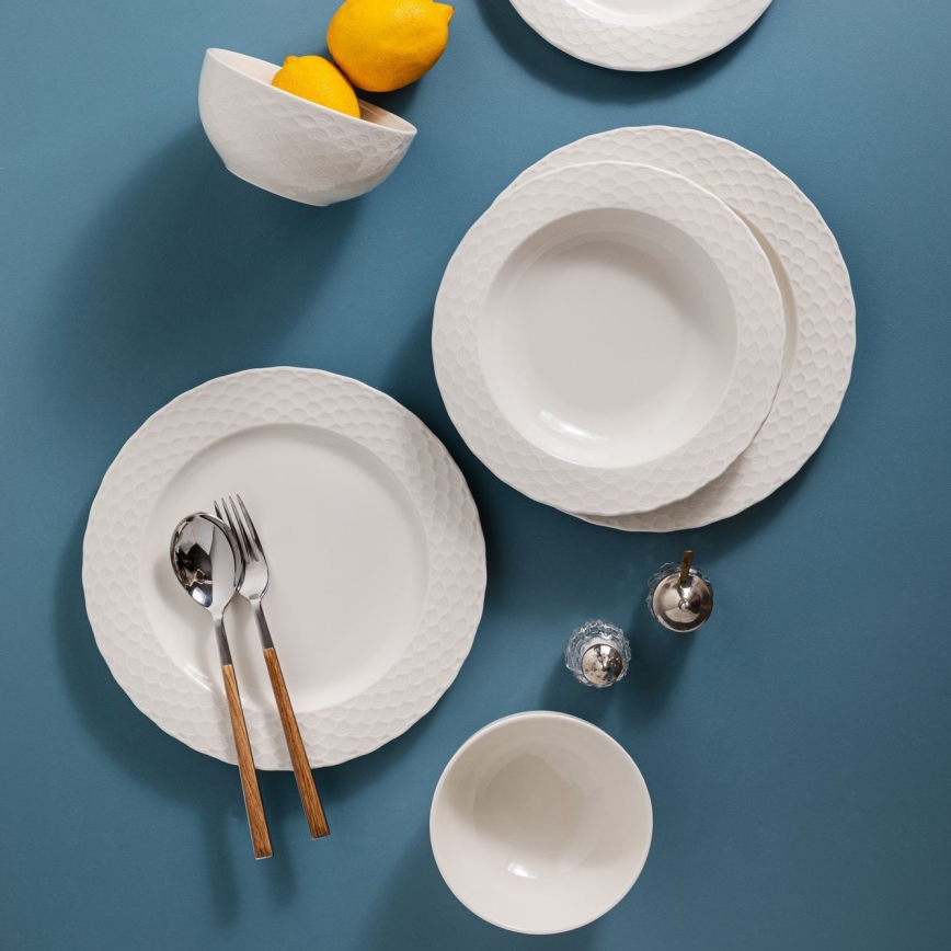 24 daļu vakariņu servīze, balta/porcelāns