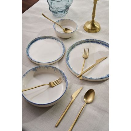 24 daļu vakariņu servīze, balta/zila, porcelāna