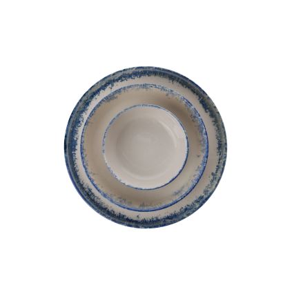 24 daļu vakariņu servīze, balta/zila, porcelāna