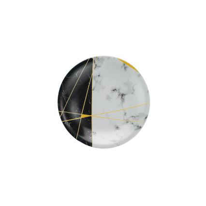 24 daļu vakariņu servīze — melna/balta/zelta, porcelāns