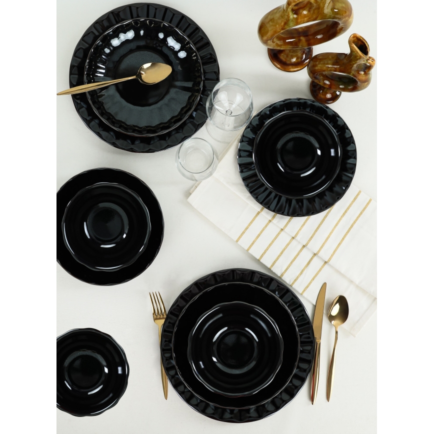 24 gab. melna akmensmasas ēdienu servīze