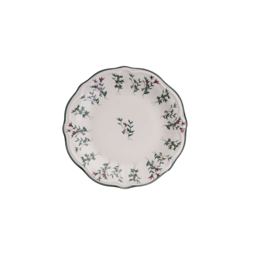 24 gab. porcelāna galda trauku komplekts — balts/zaļš