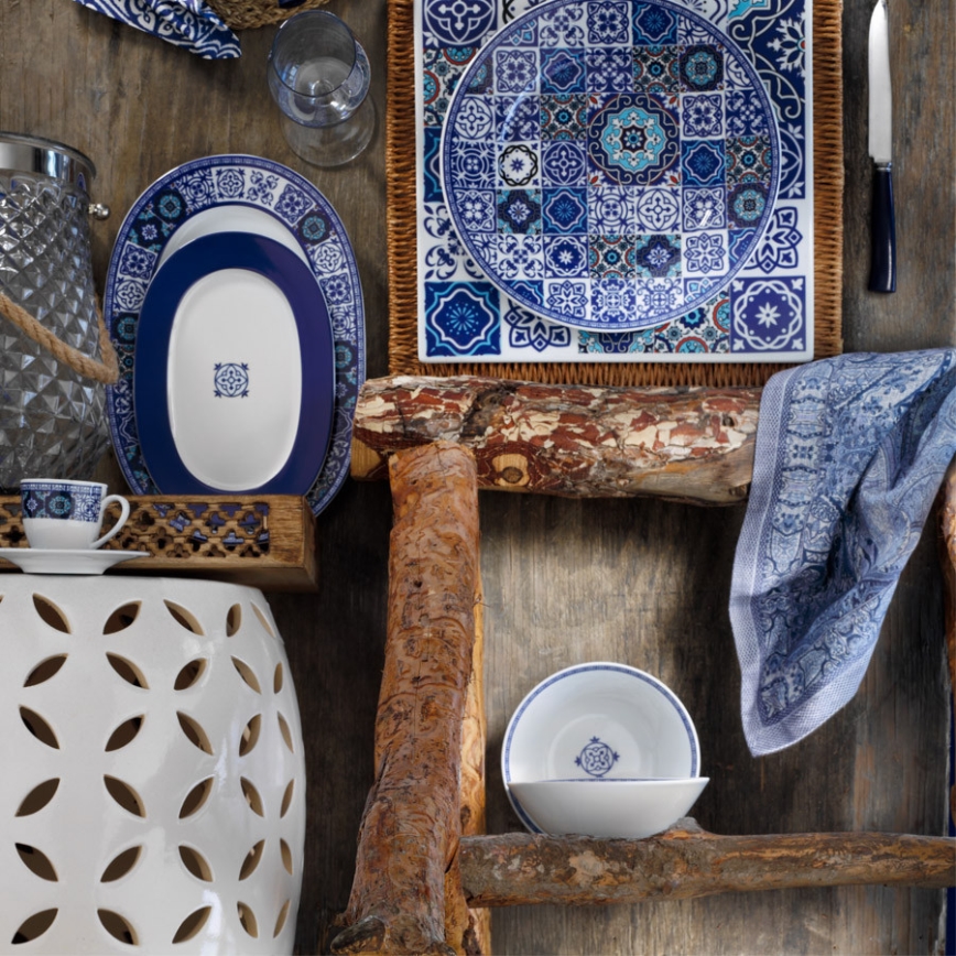 24 gab. trauku komplekts, zils, porcelāns