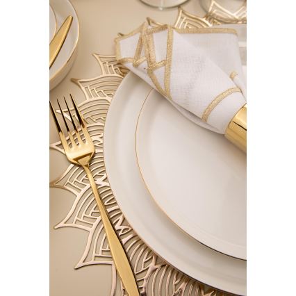 26 daļu vakariņu servīze, balta/zelta, porcelāns