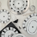 27 daļu porcelāna galda servīze, balta/pelēka