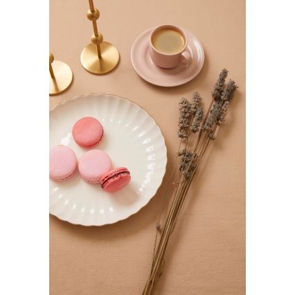 27 daļu porcelāna galda servīze — balta ar zelta akcentiem