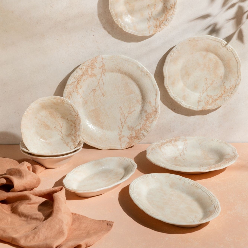 27 daļu vakariņu servīze bēšs/porcelāns