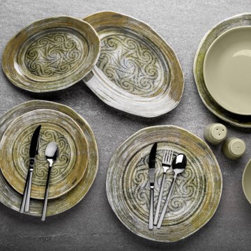 29 daļu ēdienu servīze, zaļa/porcelāns