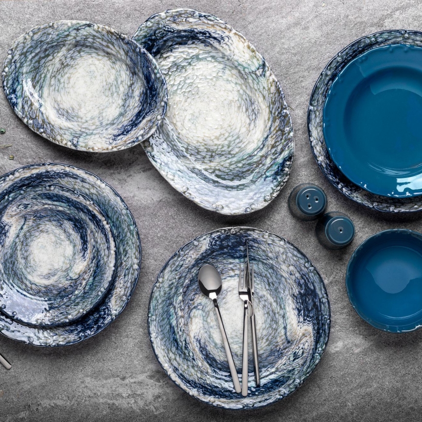 29 daļu ēdienu servīze zila/porcelāns
