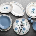 29 daļu vakariņu servīze, balta/zila, porcelāns