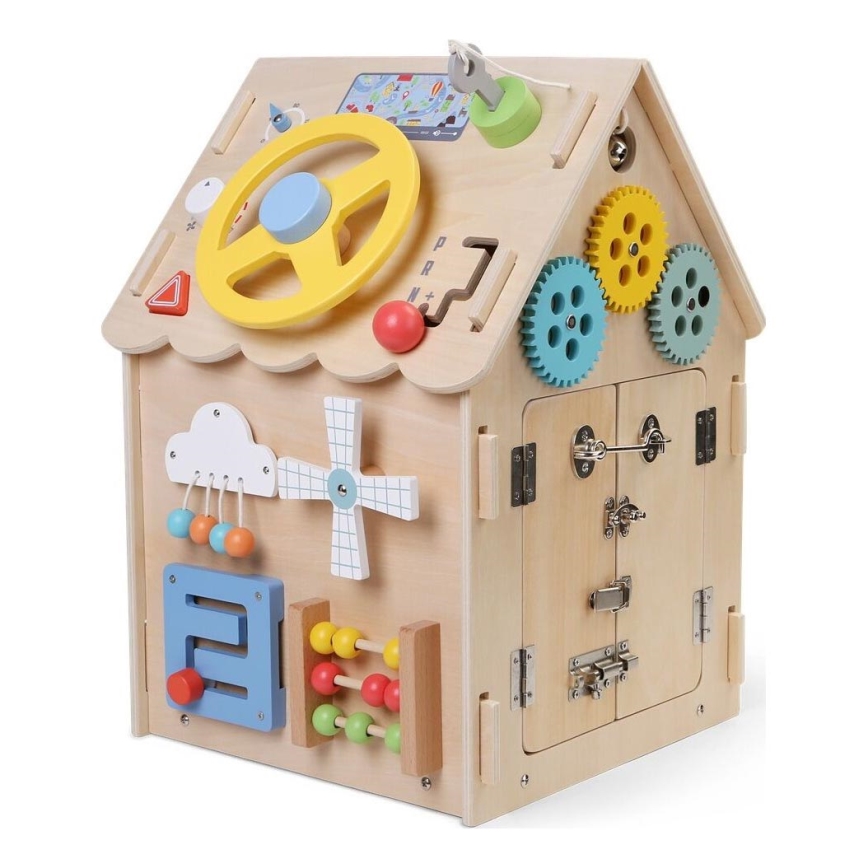 2Kids Toys - Aktivitāšu dēlis mājiņa bēšā krāsā
