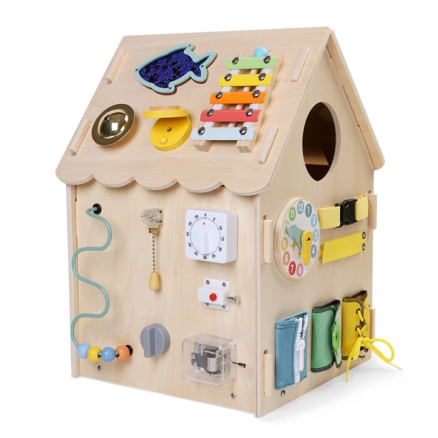 2Kids Toys - Aktivitāšu dēlis mājiņa bēšā krāsā