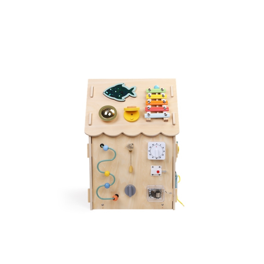 2Kids Toys - Aktivitāšu dēlis mājiņa bēšā krāsā