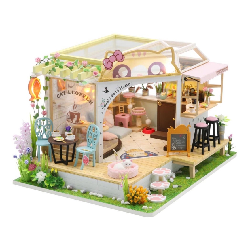 2Kids Toys - Bērnu māja Kaķa kafejnīca ar dārzu 2xAAA