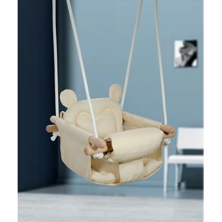 2Kids Toys - Bērnu auduma šūpoles krēmkrāsa/dižskābardis