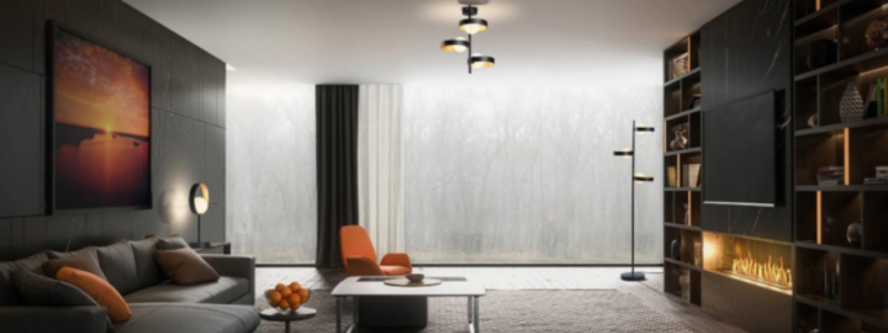 Melna lampa - mūsdienīga dzīvokļa dizaina elements
